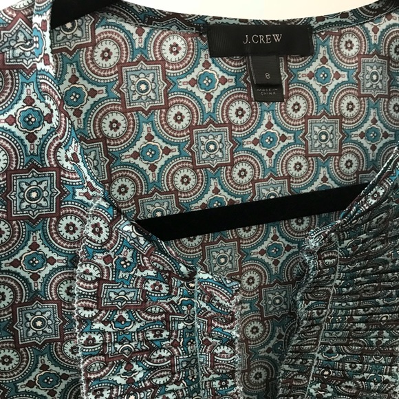 JCrew Silk Sleeveless Blouse Top blue geometric 8 - Picture 3 of 4